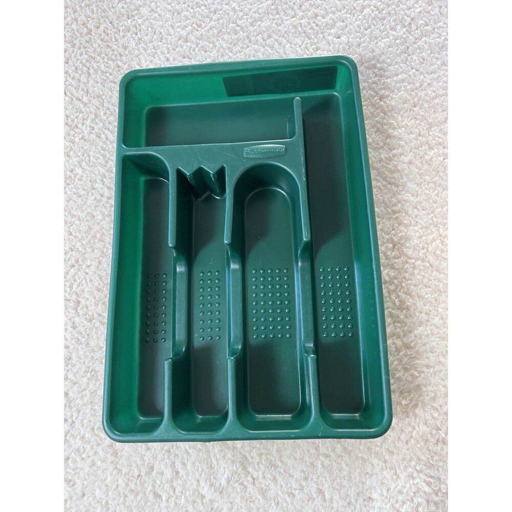Vintage Rubbermaid 2919 Flatware Green Silverware Tray Utensil Drawer Organizer